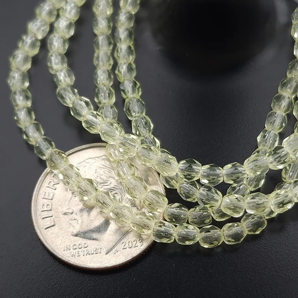 50pcs Vaseline Uranium Glass Beads 3mm Faceted Light Yellow Czech‎ UV